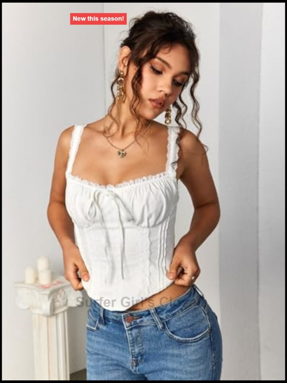 Lace Corset Crop Top Square Neck Tie Backless Y2K Going Out Bustier Tank - Picture 5 of 6